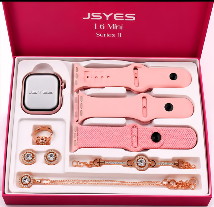 ساعت هوشمند JSYES مدل L6Mini Serie11 مجموعه هدیه صورتی