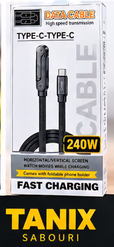 کابل شارژ و انتقال داده Type-c به Type-c مدل Data Cable 240W هولدر شو