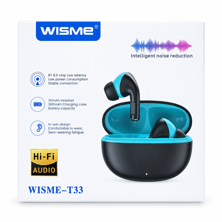 هندزفری بلوتوثی WISME T33 با بلوتوث 6.0 و قابلیت کاهش هوشمند نویز