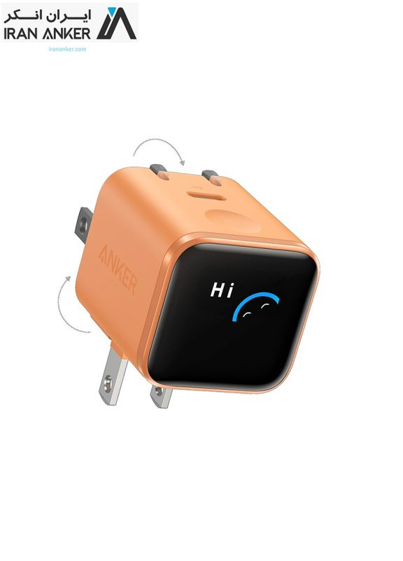 شارژر دیواری ۴۵ وات انکر مدل Nano charger A1217 دارای هوش مصنوعی رنگ نارنجی